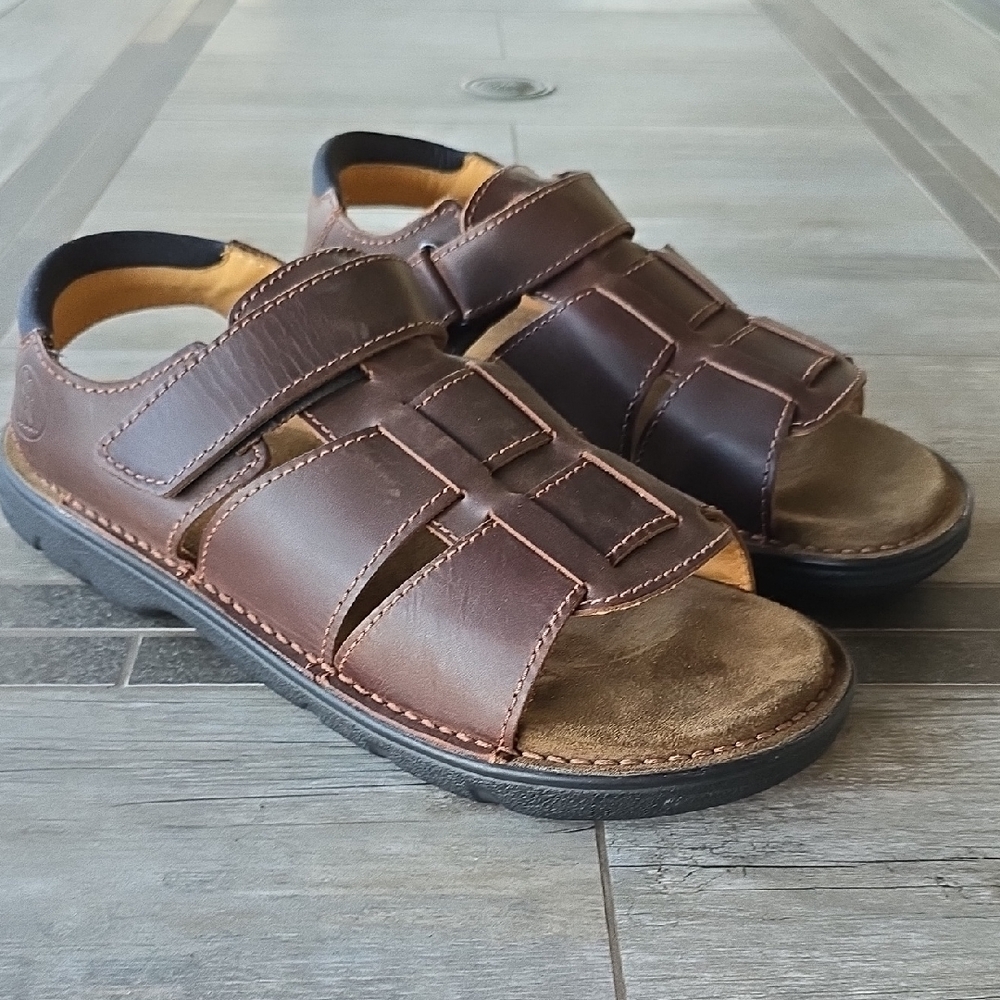 Clarks Brown Leather Footbed Fishermans Sandals 13 M NEW